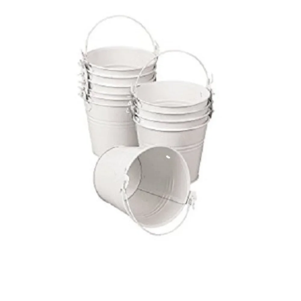 18 Pcs White metal Bucket Party Favors Buckets Garden Planters